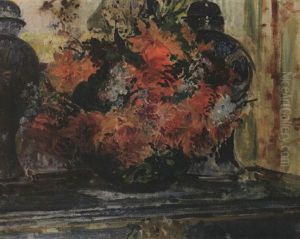 Bouquet De Fleurs Au Milieu De Vases Japonais by Jacques-Emile Blanche