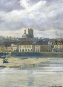Hafen Von Dieppe Mit Kirchturm