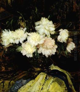 A Still Life With Pink And White Peonies by Jacques-Emile Blanche