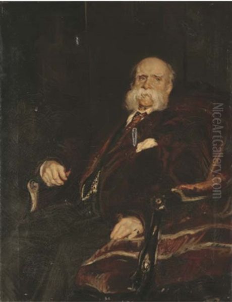 Portrait Of A Gentleman, Three-quarter Length, Seated, In A Brown Coat - view 1