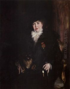 Portrait De La Duchesse De Clermont-tonnerre Avec Son Chien by Jacques-Emile Blanche
