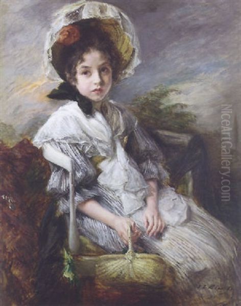 Portrait Of A Young Girl Holding A Basket - view 1