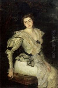 Portrat Einer Vornehmen Jungen Dame Mit Hut Im Park by Jacques-Emile Blanche