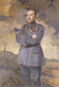 Portrait Of Marechal Foch, Standing by Jacques-Emile Blanche
