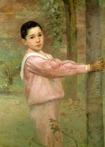 Portrait Of A Young Boy Wearing A Pink Sailor Suit