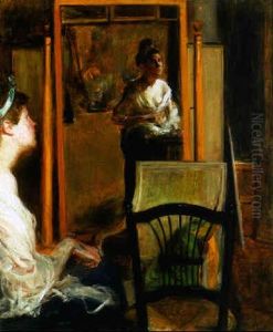 Young Woman Looking In A Mirror Young Woman Looking In A Mirror