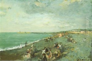 The Beach At Dieppe by Jacques-Emile Blanche