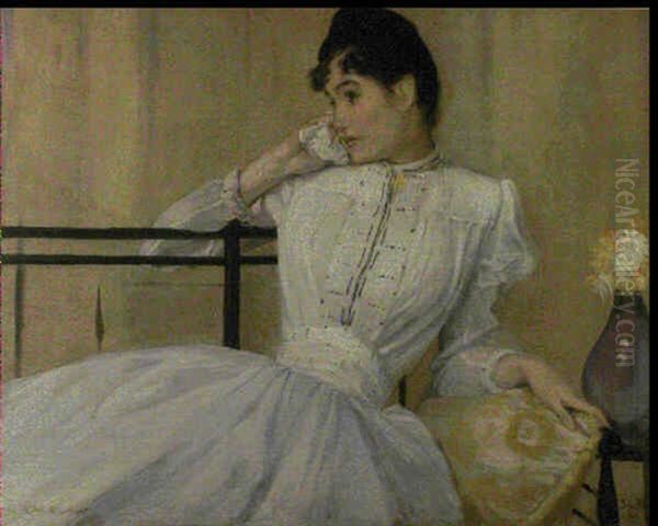 Jeune Femme En Robe Blanche, Mademoiselle Henriette Chabot - view 1