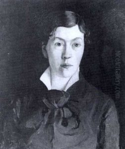 Brustbild Einer Jungen Dame Inrostbraunem Kleid En Face by Jacques-Emile Blanche