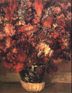 Bouquet De Fleurs Au Vase Bleu