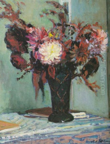 Chrysanthemums In A Vase - view 1