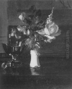Roses And Sweet Peas In A Vase by Jacques-Emile Blanche