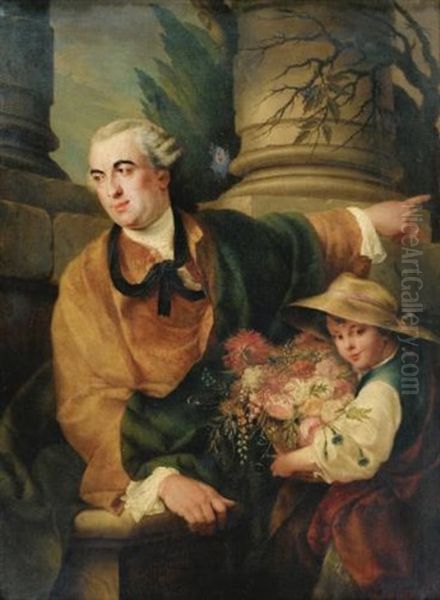 Portrait Of Charles Claude Flahault De La Billarderie, Comte D'angiviller, With A Child Holding A Basket Of Flowers - view 1