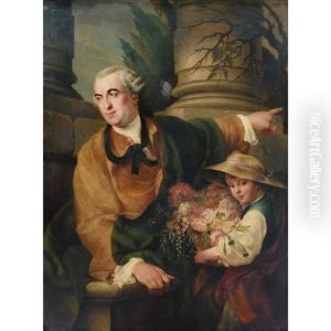 Portrait De Charles Claude Flahault De La Billarderie, Comte D'angiviller, Avec Un Enfant Tenant Un Panier De Fleurs by Louis Gabriel Blanchet