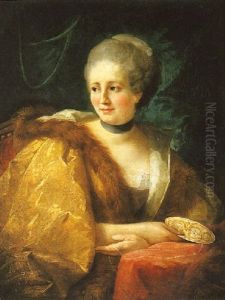 Portrait De Jeune Femme A La Draperie Jaune Tenant Un Devidoir by Louis Gabriel Blanchet
