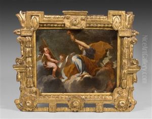 Allegorie Feminine Tenant Un Flambeau Sur Des Nuees, Projet De Decor by Thomas Blanchet