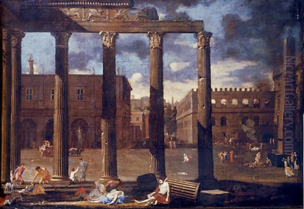 A Classical Architectural Capriccio With A Scene Of The Plague - view 1