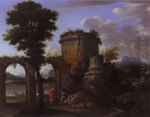 Classical Landscape With A Biblical Scene (the Calling Of The Disciples?), Before The Tomb Of Cecilia Metella