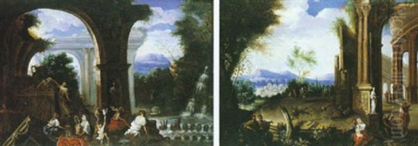 Scene D'offrande Dans Des Ruines Antiques - view 1