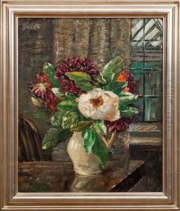 Still Life Of Flower-filled Vase by Emily Beatrice Bland