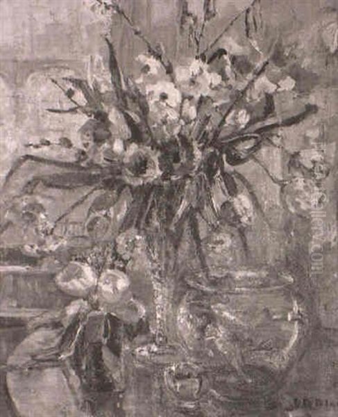 Still Life With Summer Flowers And A Goldfish Bowl - view 1