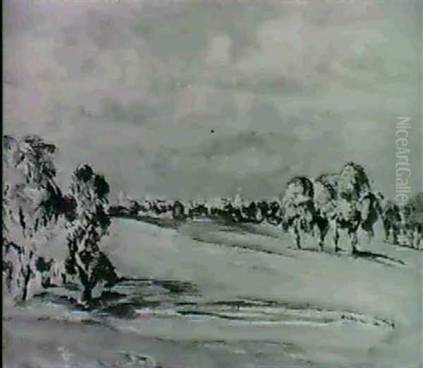 Wooded Landscape, A Town In The Distance - view 1