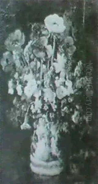 A Spray Of Flowers In A Ware Jug - view 1