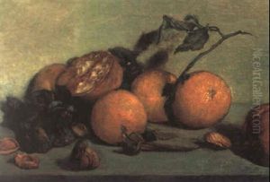 Stilleben Von Orangen Und Granatapfel by Armand Blandin