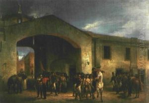 Un Grupo De Indios Ha Sido Detenido Y Se Les Da Entrada En La Cuidadela by Juan Manuel Blanes
