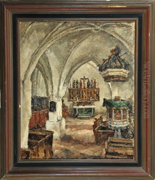 Gotisches Kirchengewolbe Mit Blick Auf Den Flugelaltar - view 1