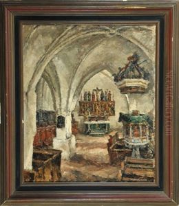Gotisches Kirchengewolbe Mit Blick Auf Den Flugelaltar by Wilhelm Blanke