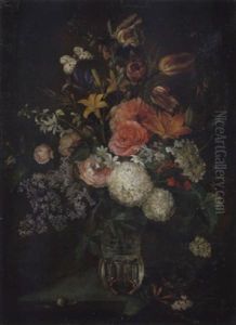 Blumenstilleben Mit Vogelnest Und Schnecke
