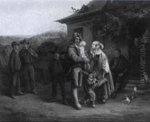 Die Gluckliche Heimkehr Des Bergmannes Zu Seiner Familie by Adolf Blankenburg