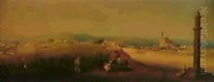 Panoramic Views Of Loretto, Hungary; A View Of Eilenstadt With The Leitha Mountains In Hungary by Adolf Blankenburg