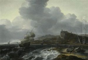 Marineszene Vor Einer Kuste by Jan Theunisz Blankerhoff