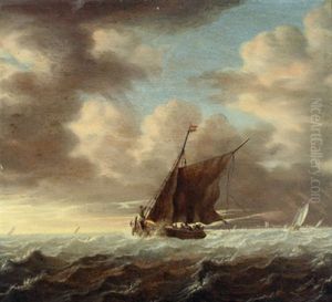 Boote Auf Bewegter See by Jan Theunisz Blankerhoff