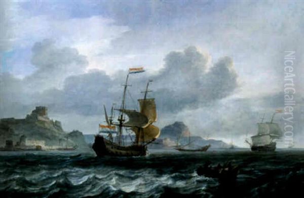 An Amsterdam Man-of-war Setting Out From Mediterranean Harbour - view 1