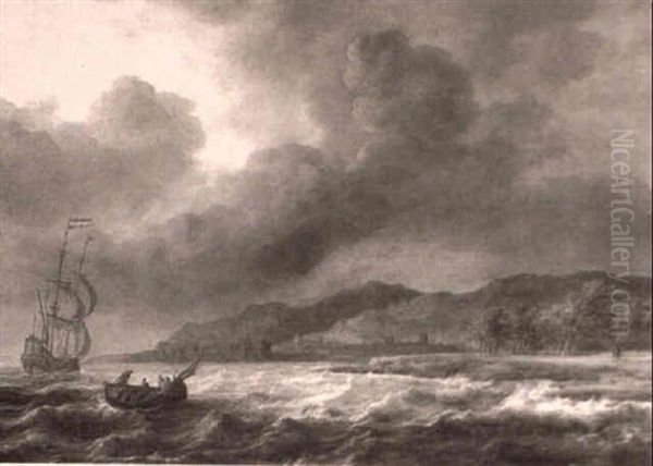 A Dutch Levanter In Choppy Seas Off The Coast - view 1