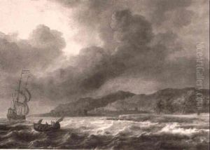 A Dutch Levanter In Choppy Seas Off The Coast by Jan Theunisz Blankerhoff