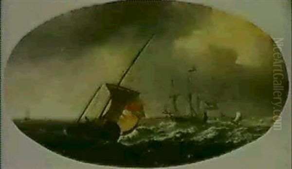 Ein Dreimaster Und Ein Fischerboot Vor Der Kuste - view 1