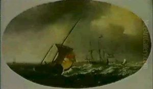 Ein Dreimaster Und Ein Fischerboot Vor Der Kuste by Jan Theunisz Blankerhoff