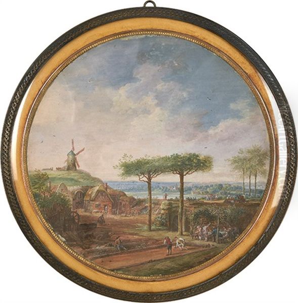 Kegelbahn In Landschaft, Mit Windmuhle - view 1