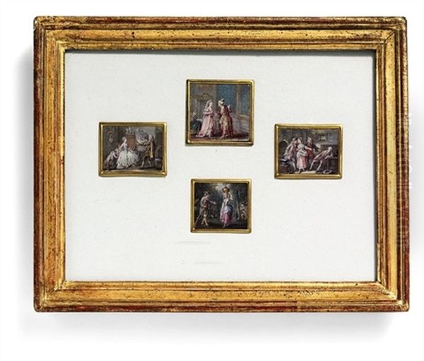 Young Lady With Her Gallant (+ 3 Others; 4 Works In One Frame) - view 1