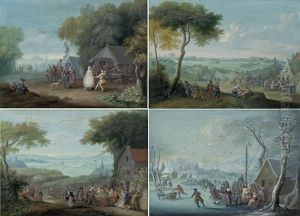 Four Rural Scenes With Figures by Jacques Willem Van Blarenberghe