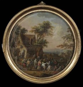 Scene De Taverne (+ Fete Villageoise; Pair) by Jacques Willem Van Blarenberghe