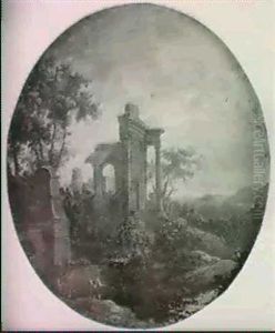 A Capriccio Of A Ruined Temple With Fishermen In            The Foreground