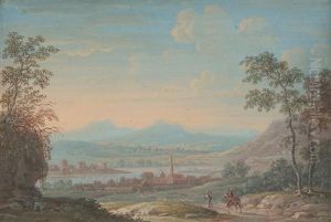 Cavalier Et Paysan Dans Un Vaste Paysage Fluvial by Louis Nicolas van Blarenberghe