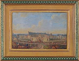 Vue Du Chateau D'anet Miniature, Signee.