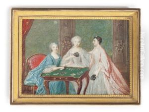 Three Ladies At A Gaming Table by Louis Nicolas van Blarenberghe