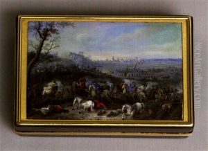 Choc De Cavalerie Sur Fond Paysage